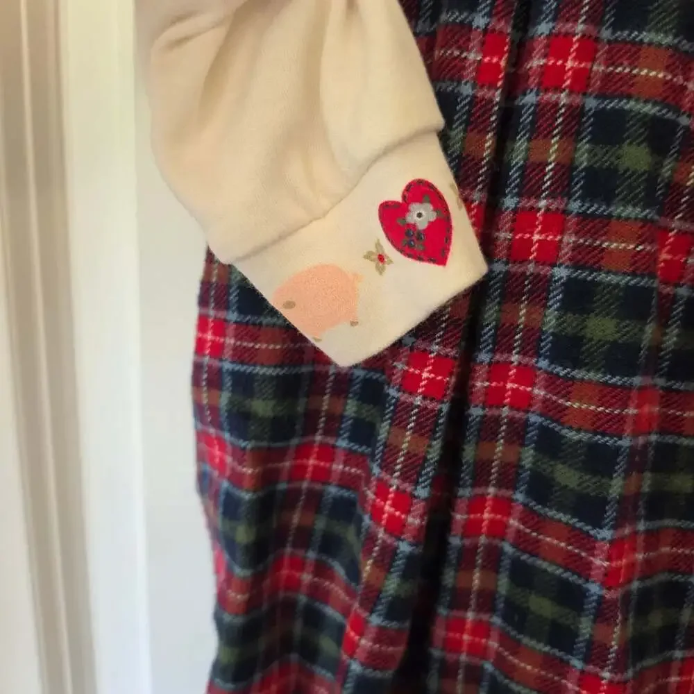 Flourishing Baby 24M Plaid Farm Animal Romper Turtleneck Set 90s